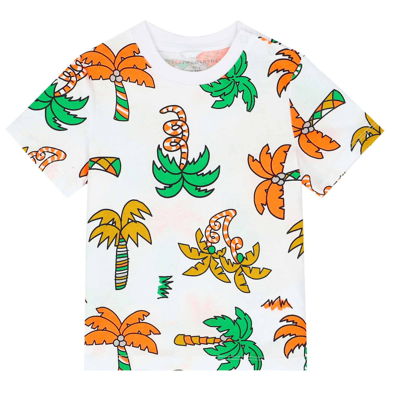 Younger Girls White Palm Tree T-Shirt, 1, hi-res