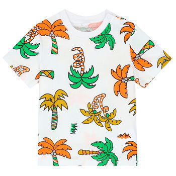 Younger Girls White Palm Tree T-Shirt