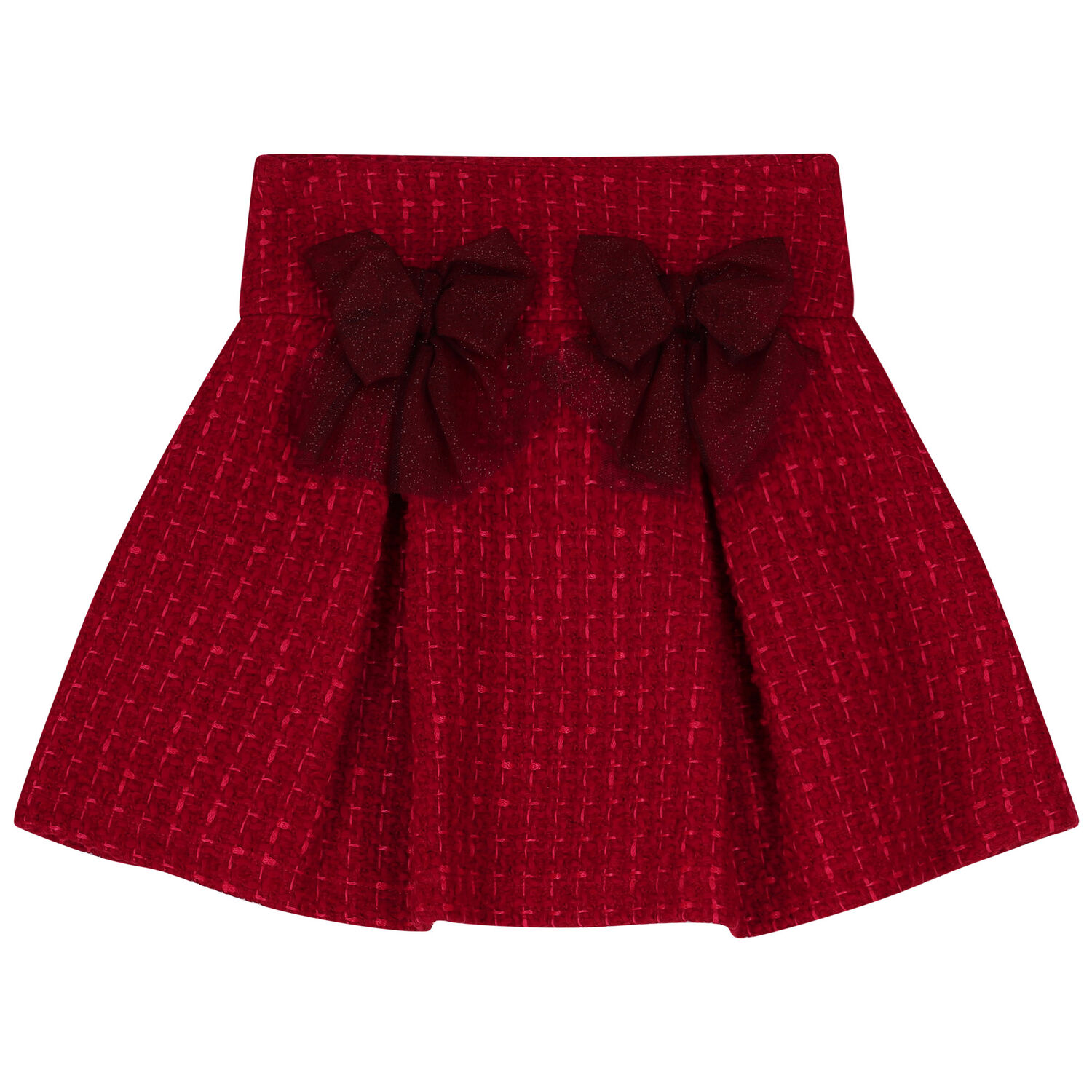 Girls White & Red Teddy Bear Skirt Set, 1, hi-res