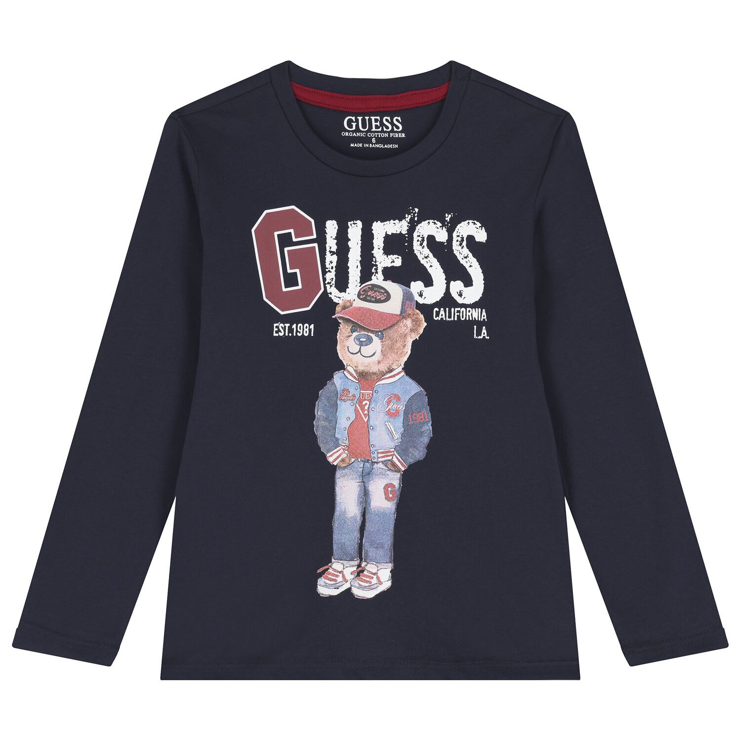 Boys Navy Blue Teddy Bear Long Sleeve Top, 4, hi-res image number null
