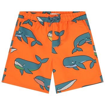 Boys Orange Whale Swim Shorts