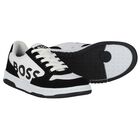 Boys Black & White Logo Trainers, 1, hi-res