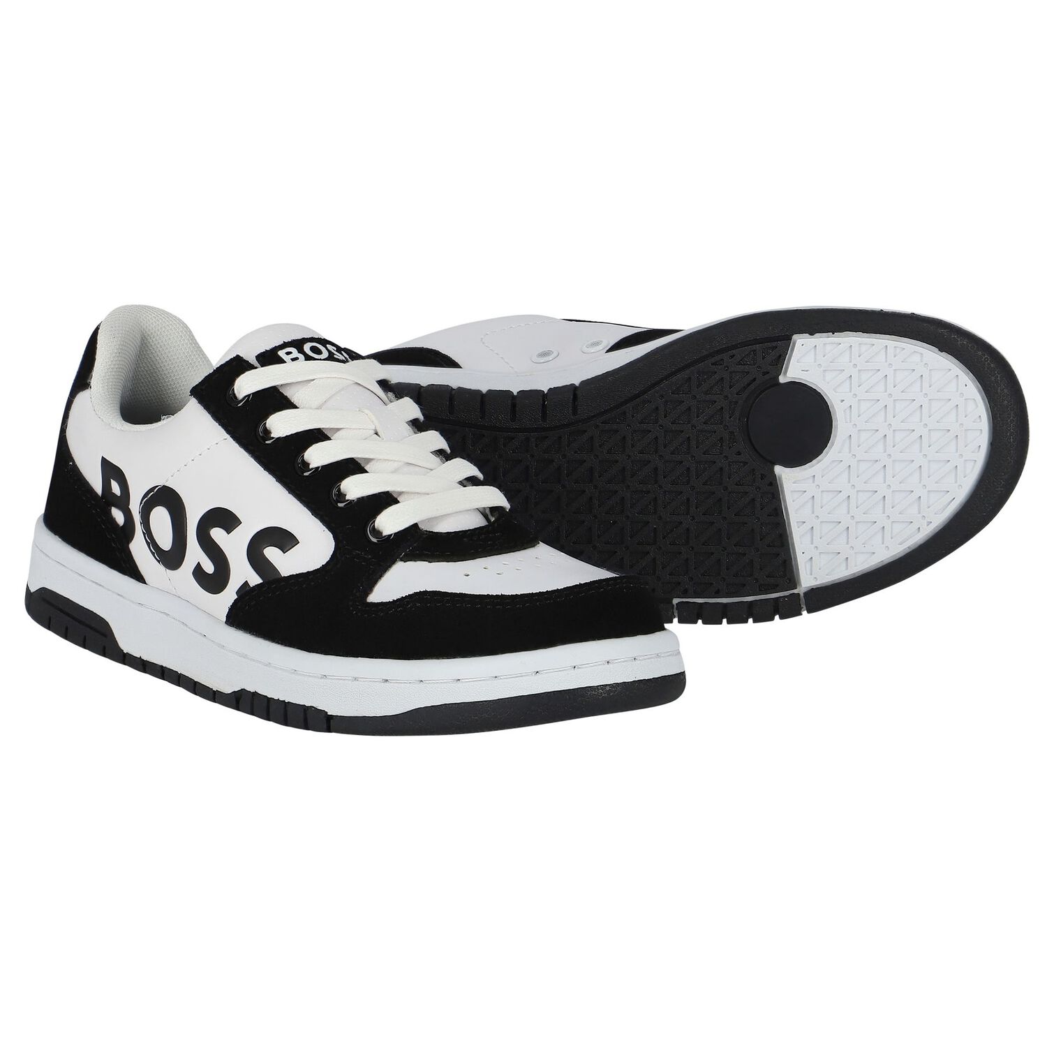 Boys Black & White Logo Trainers, 1, hi-res image number null