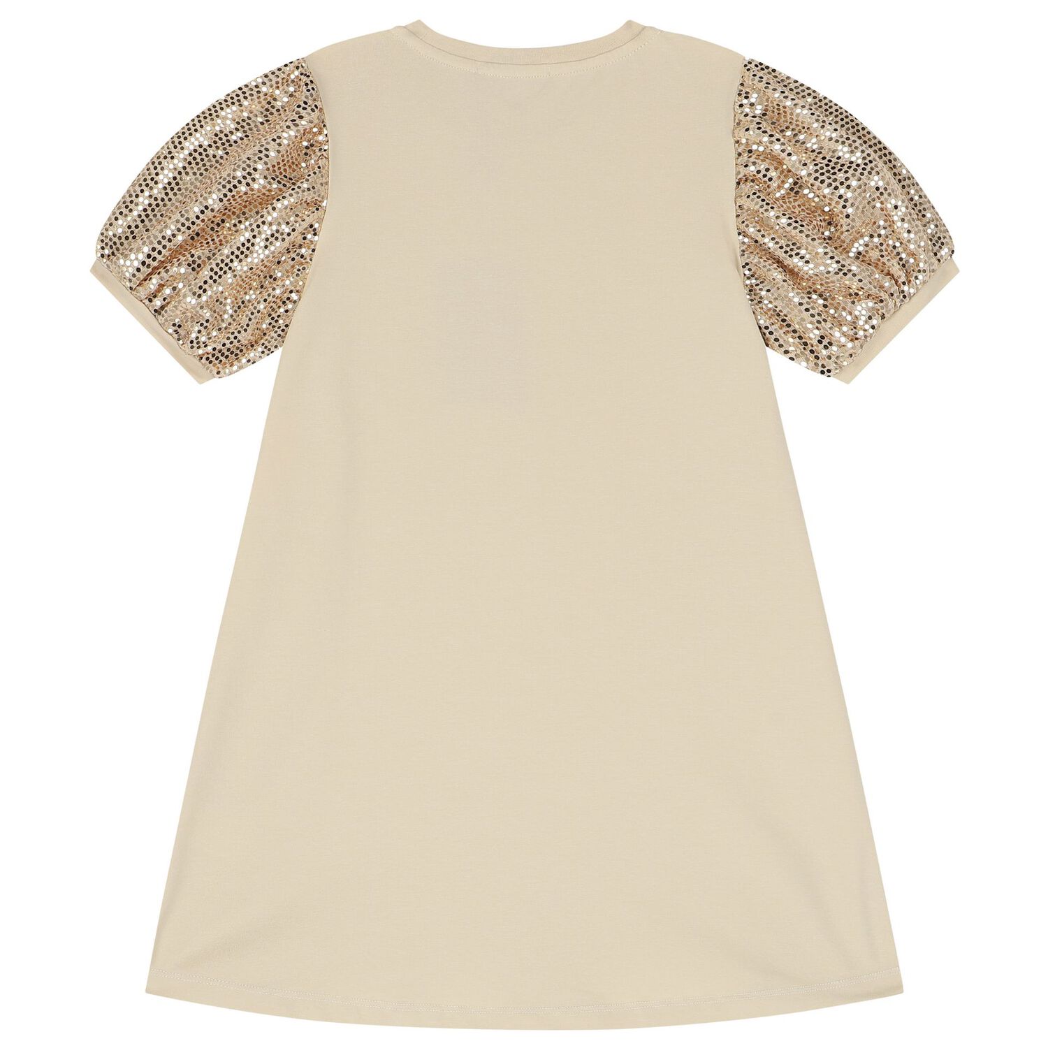 Girls Beige & Gold Logo Dress, 2, hi-res image number null