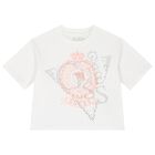 Girls White Cotton T-Shirt, 1, hi-res