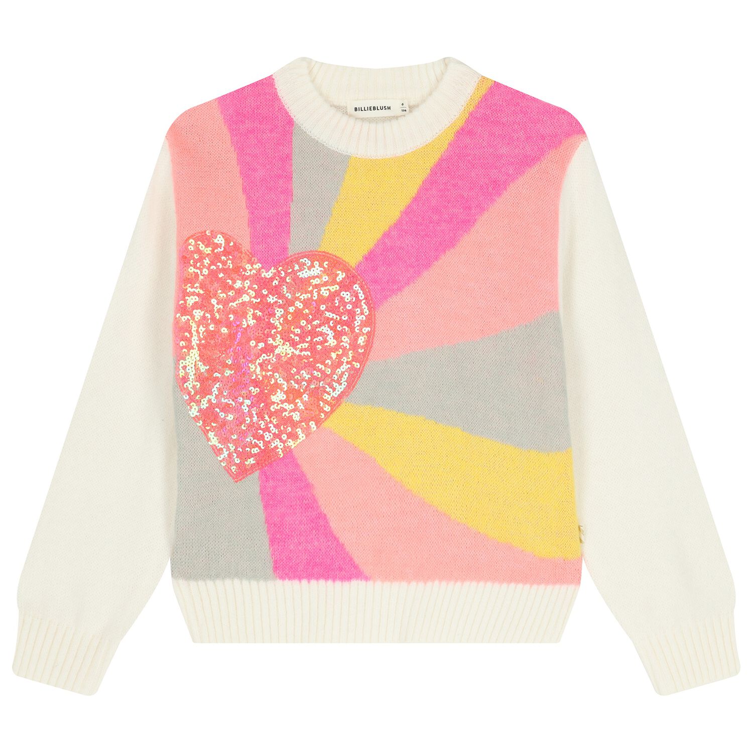 Girls Multi-Coloured Heart Knitted Sweatshirt, 1, hi-res