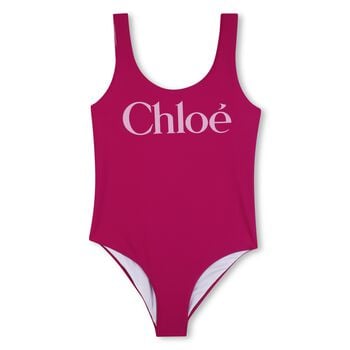 Girls Mini Me Pink Logo Swimsuit