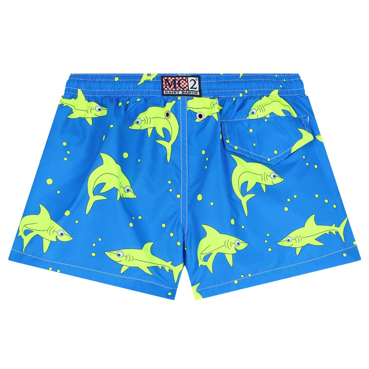 Boys Blue Sharks Swim Shorts, 1, hi-res