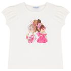 Girls White Puff-Sleeve T-Shirt, 1, hi-res