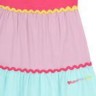 Girls Pink & Aqua Logo Tiered Dress, 1, hi-res