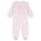  Baby Girls White & Pink Delicate Blooming Bow Babygrow, 1, hi-res