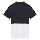 Boys White & Navy Logo Polo Shirt, 1, hi-res