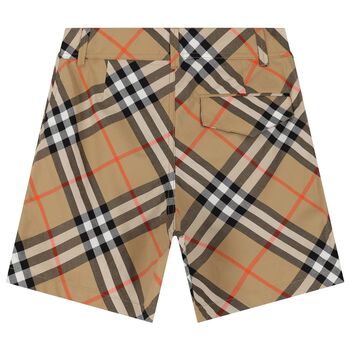 Boys Beige Check Shorts