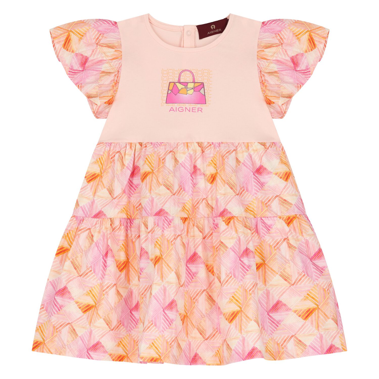 Younger Girls Pink & Orange Bag Dress, 1, hi-res image number null