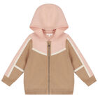 Younger Girls Pink & Beige Knitted Logo Tracksuit, 1, hi-res