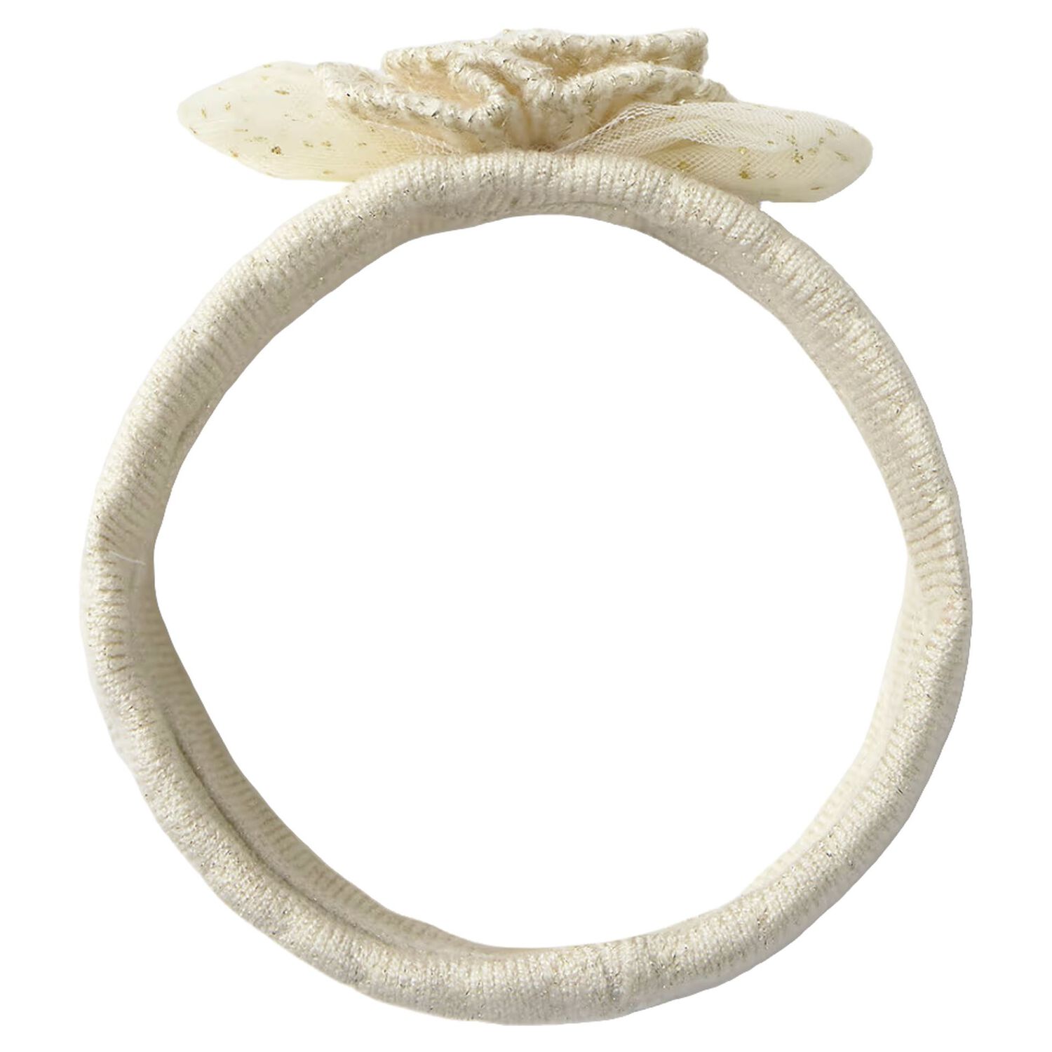 Baby Girls Beige Flower Knitted Headband, 2, hi-res