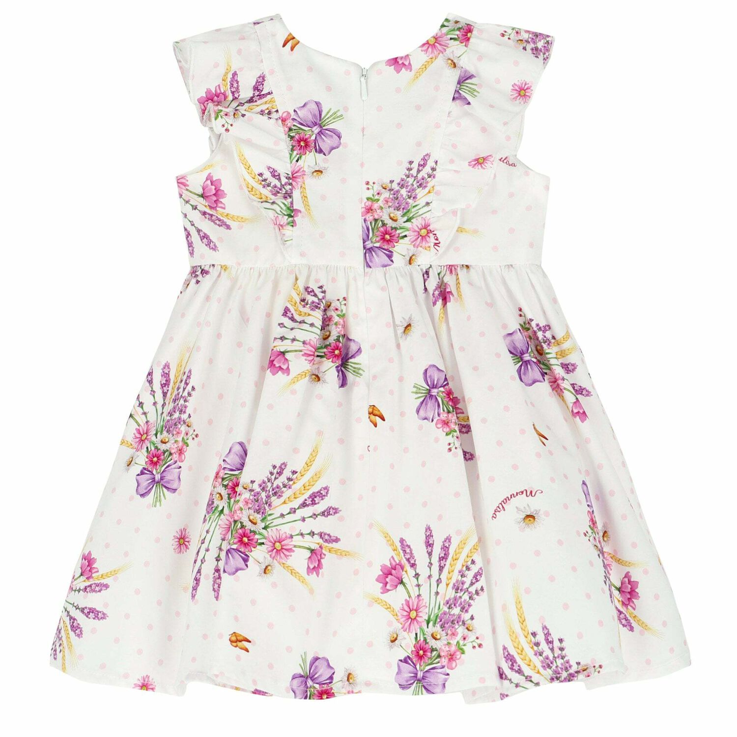 Baby Girls White Floral Dress, 1, hi-res
