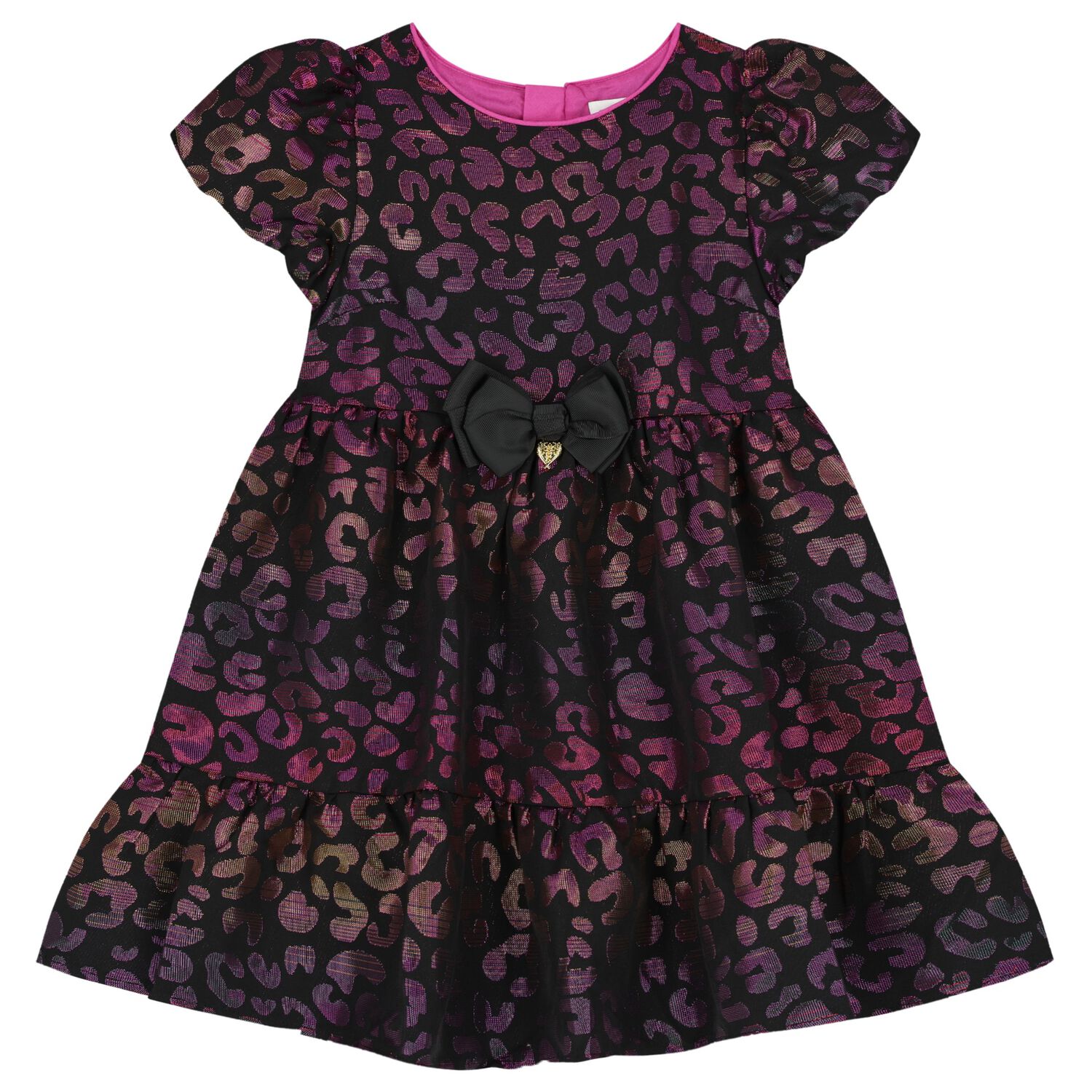 Girls Black Tiered Dress, 1, hi-res