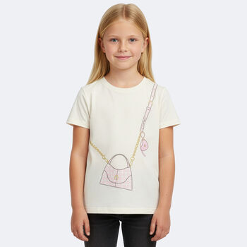 Girls Ivory Bag Logo T-Shirt