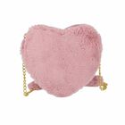 Girls Pink Heart Fur Hand Bag, 1, hi-res