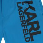 Boys Mini Me Blue Logo Swim Shorts, 1, hi-res