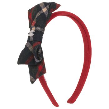 Girls Navy Blue & Red Tartan Headband