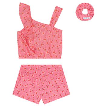 Girls Pink Crab Shorts Set