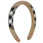 Girls Beige Check Headband, 1, hi-res