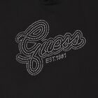 Girls Black Embellished Logo Hooded Dress, 2, hi-res