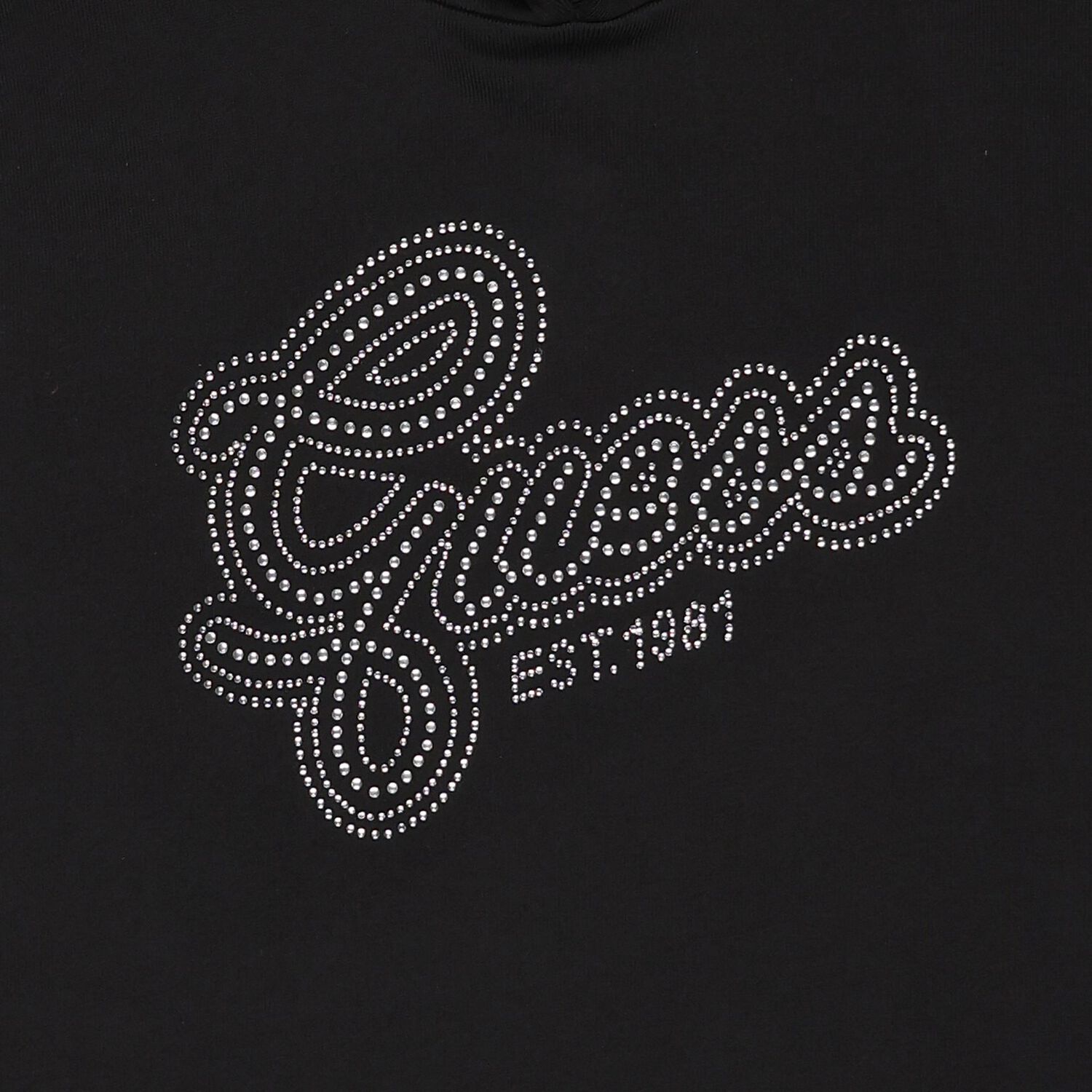 Girls Black Embellished Logo Hooded Dress, 2, hi-res