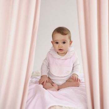 Baby Girls Pink Smocked Bib