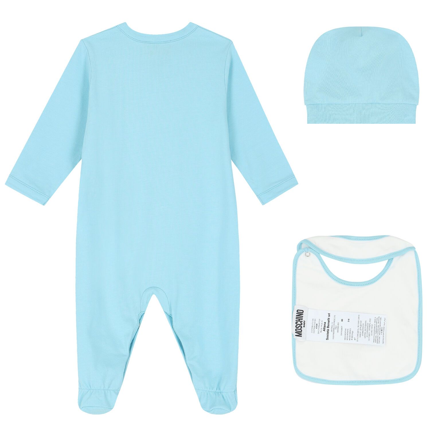 Blue Teddy Bear Logo Babygrow Set, 1, hi-res