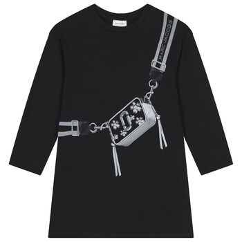 Girls Black Logo Bag Dress