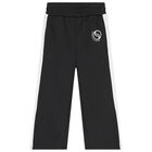Girl Black Logo Trousers, 1, hi-res