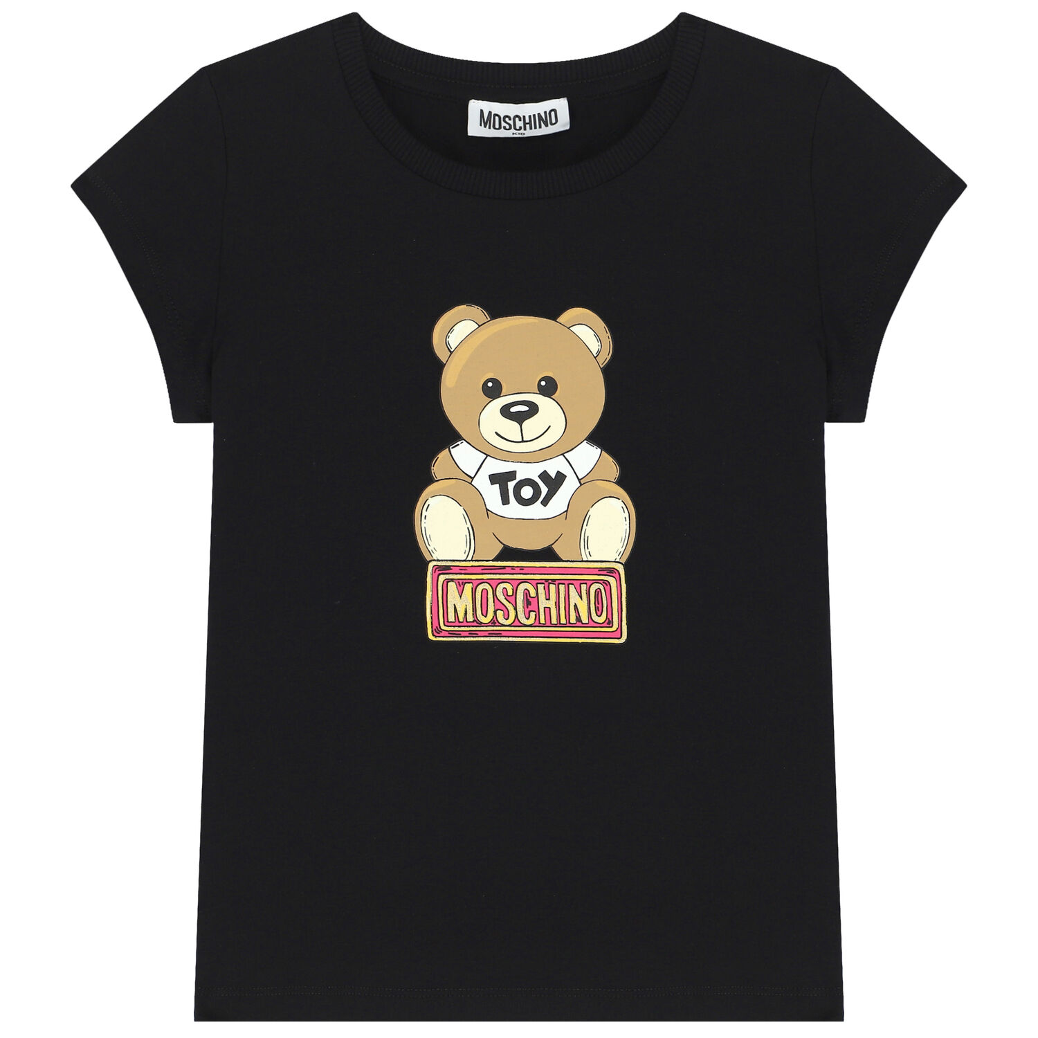 Girls Black Teddy Bear Logo T-Shirt, 1, hi-res image number null