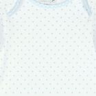 Baby Boys White & Blue Polka Dot Babygrow, 1, hi-res