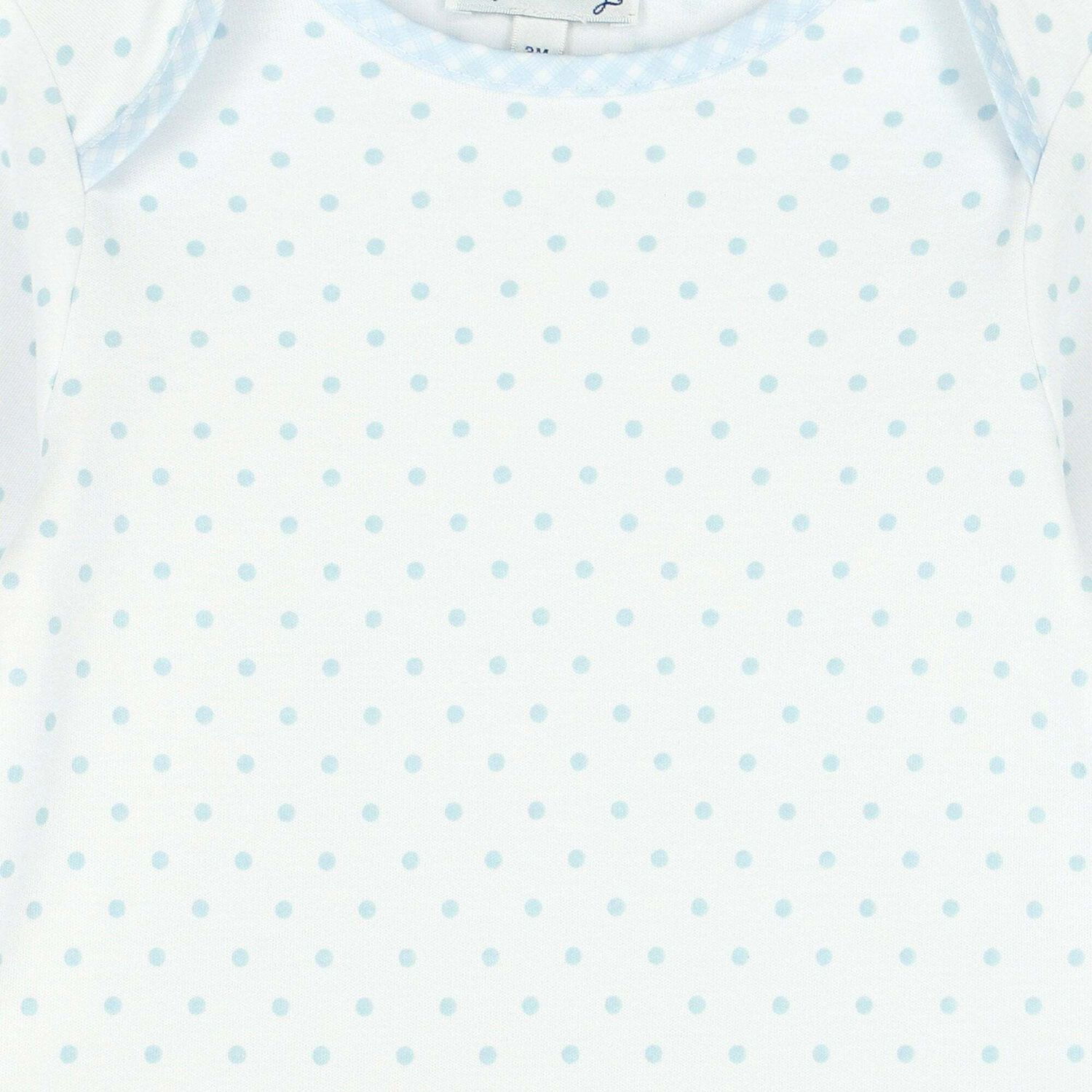 Baby Boys White & Blue Polka Dot Babygrow, 1, hi-res image number null