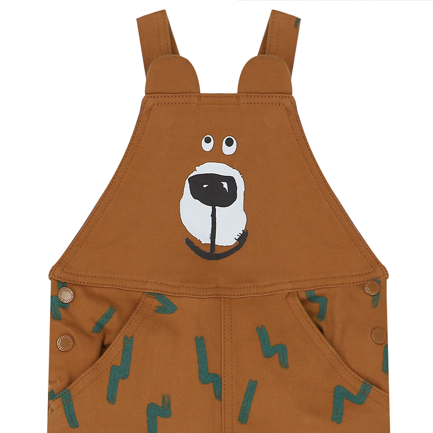 Younger Boys Brown Bear Dungaree, 1, hi-res