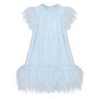Baby Girls Blue Ruffled Tulle Dress Set, 1, hi-res