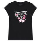 Girls Black Logo T-Shirt, 4, hi-res