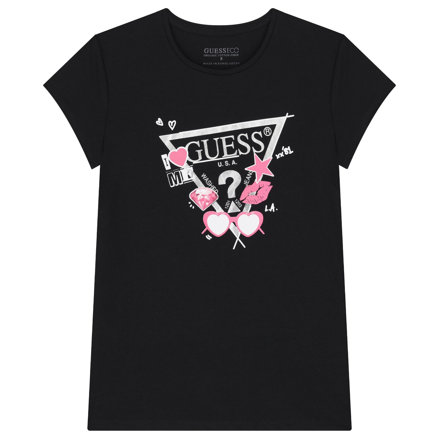 Girls Black Logo T-Shirt, 4, hi-res
