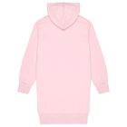 Girls Pink Embellished Logo Hooded Dress, 1, hi-res