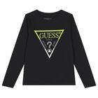 Boys Black Logo Long Sleeve Top, 2, hi-res
