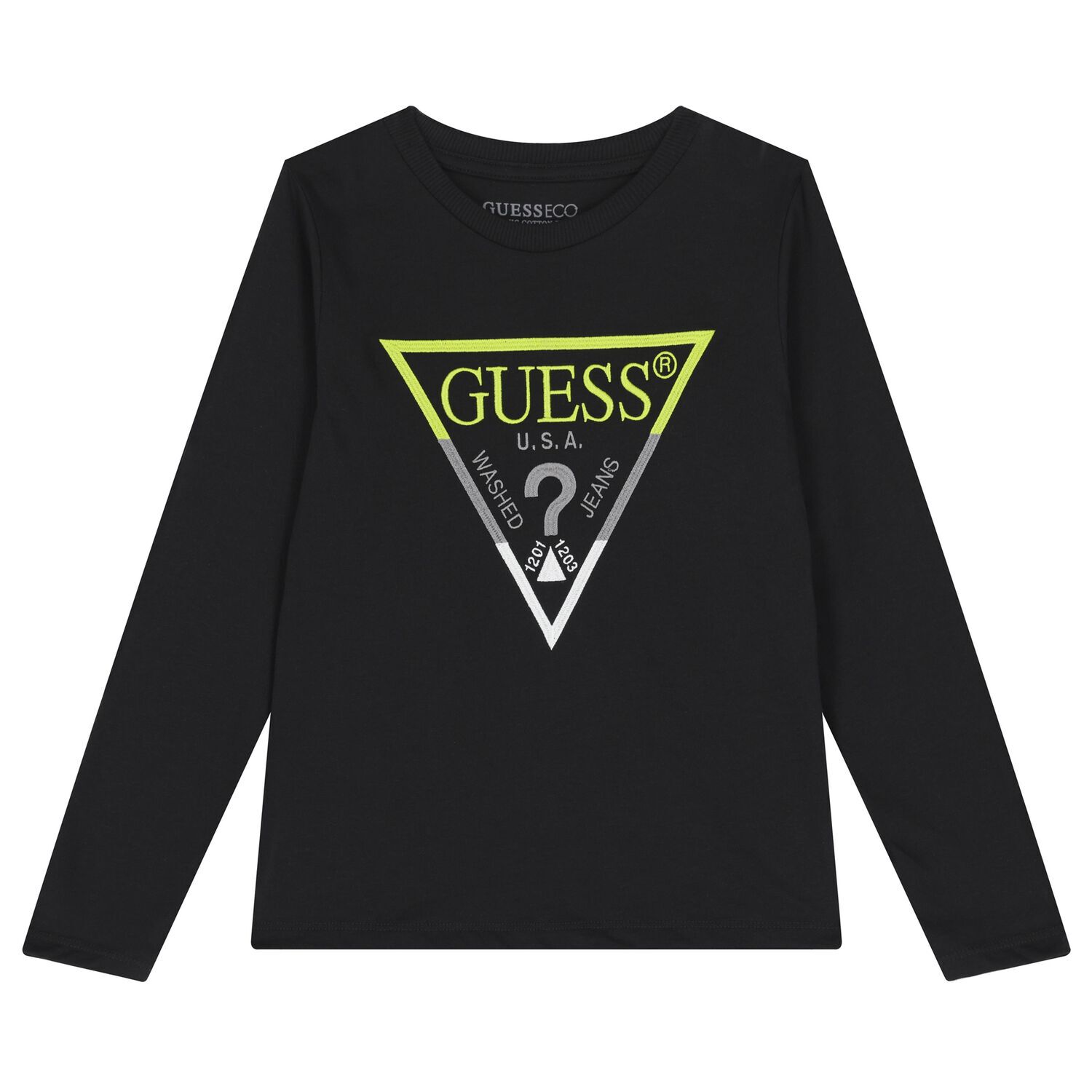 Boys Black Logo Long Sleeve Top, 2, hi-res