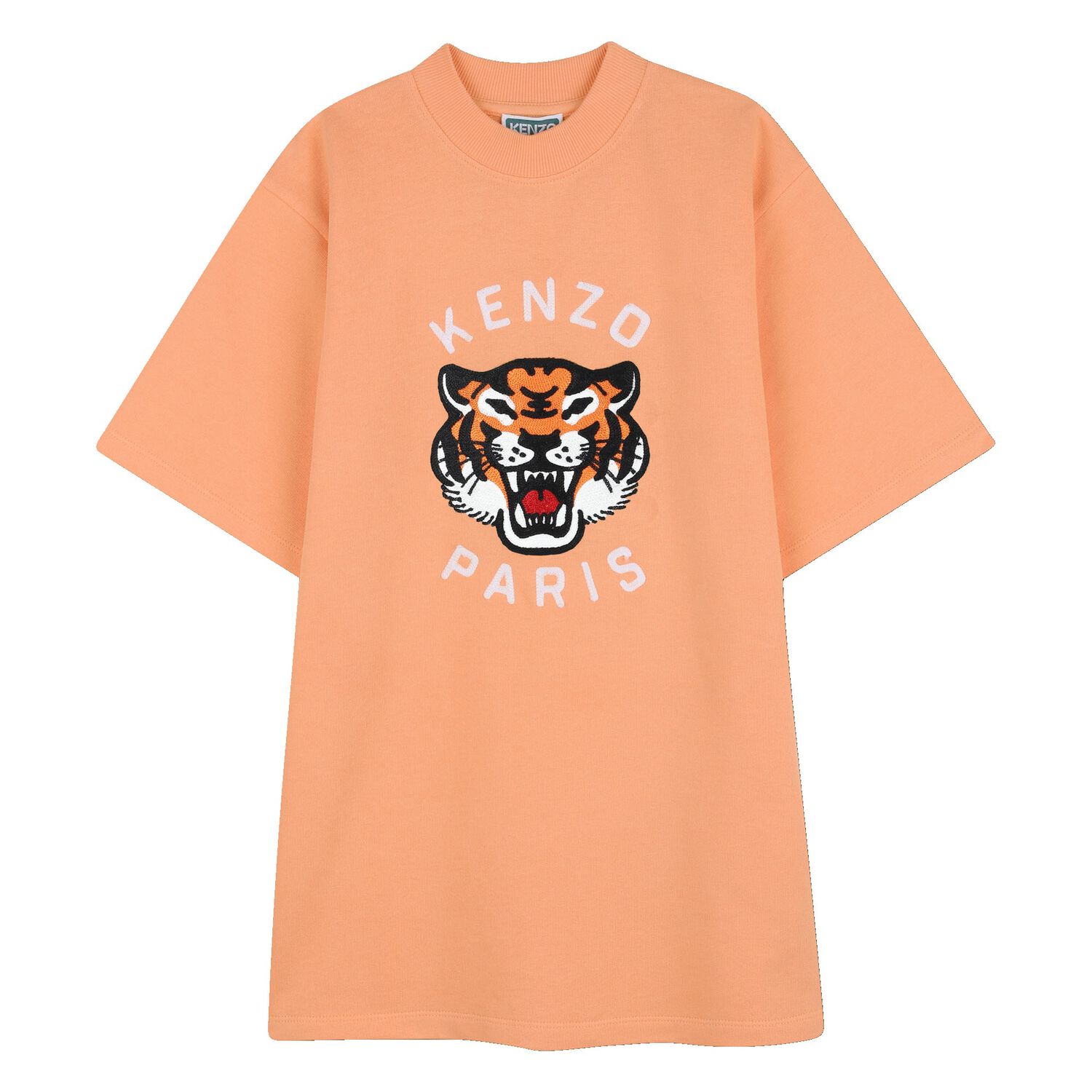 Girls Orange Tiger Logo T-Shirt Dress, 1, hi-res