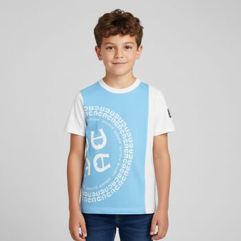 Boys White & Blue Logo T-Shirt