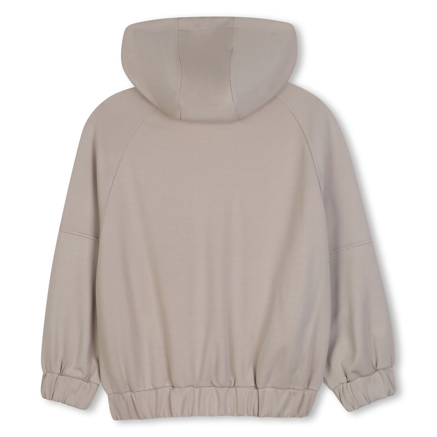 Girls Beige Embellished Hooded Zip Up Top, 1, hi-res
