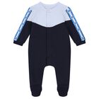 Baby Boys Navy Blue & Blue Logo Babygrow Gift Set, 1, hi-res