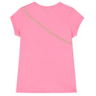 Girls Pink Cotton Logo T-Shirt, 1, hi-res