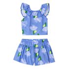 Girls Blue Floral Shorts set, 1, hi-res